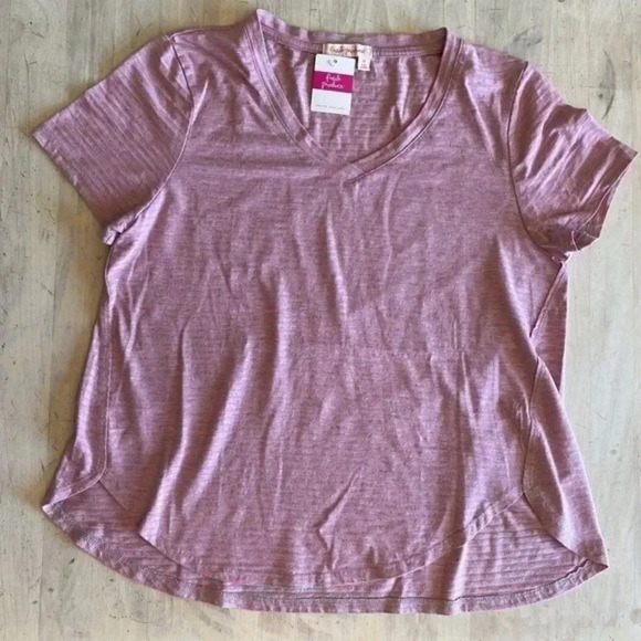 NWT Fresh Produce Pink and Grey Striped T-… - Picture 4 of 8